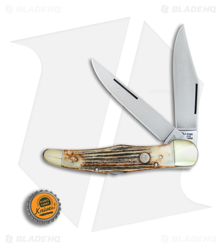 Boker Tree Brand L.E. Trapper Double Lockback Pocket Knife 5.25" Stag 