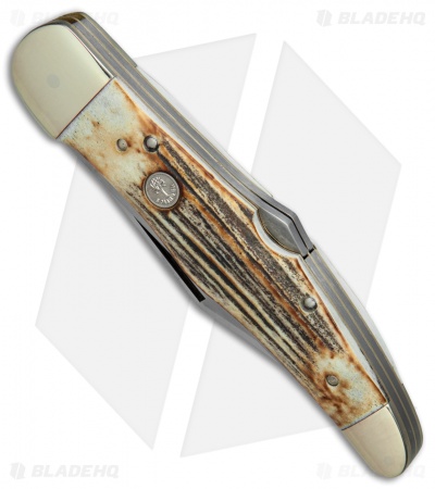 Boker Tree Brand L.E. Trapper Double Lockback Pocket Knife 5.25" Stag 