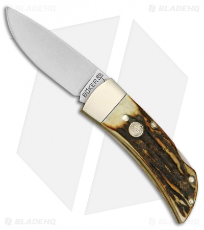 Boker Pocket Lockback Folding Knife Stag Horn (2" Satin) 111006