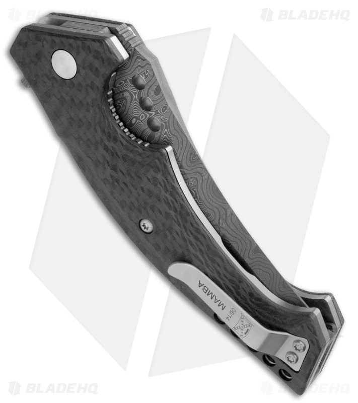 Walter Brend Custom Mamba Flipper Knife Carbon Fiber (3.75" Damascus)