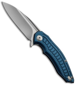 Brous Blades Bionic Flipper Knife Blue Aluminum (3" Satin Plain)