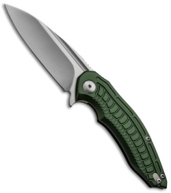 Brous Blades Bionic Flipper Knife Green Aluminum (3" Satin Plain)