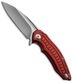 Brous Blades Bionic Flipper Knife Red Aluminum (3" Satin Plain)