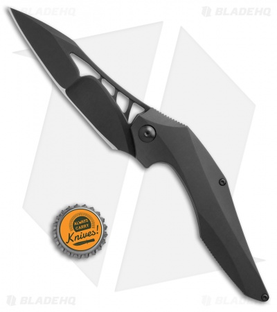 Brous Blades Isham Raven Flipper Frame Lock Knife Black Titanium (3.8" Blackout)