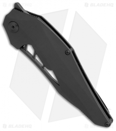 Brous Blades Isham Raven Flipper Frame Lock Knife Black Titanium (3.8" Blackout)