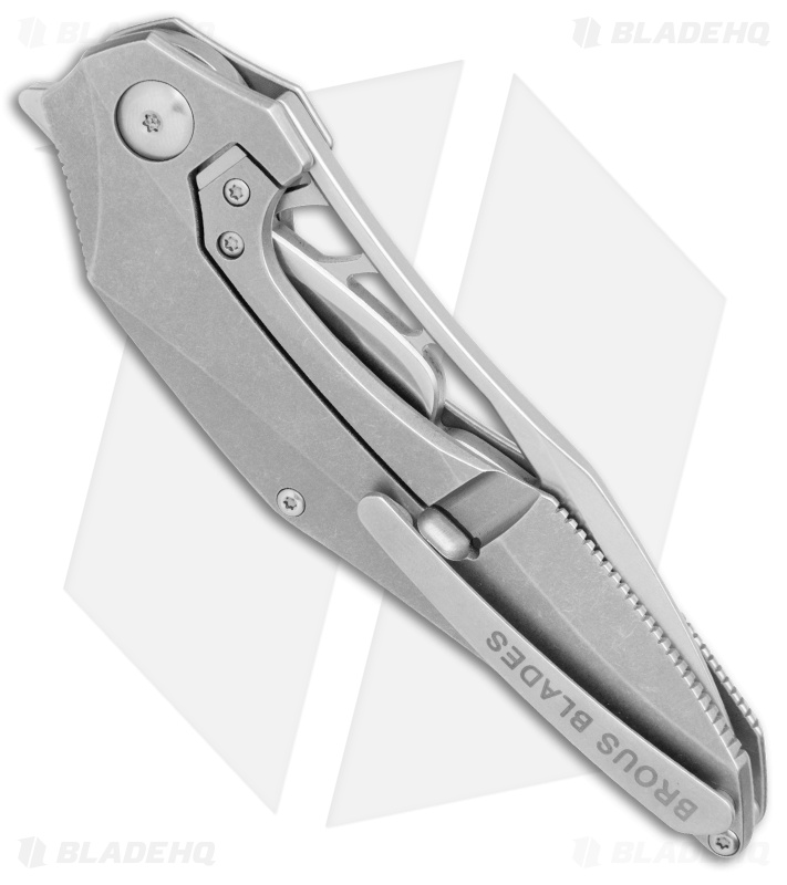 Brous Blades Isham Raven Flipper Frame Lock Knife Titanium (3.8" Stonewash)