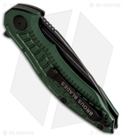 Brous Blades Bionic 2.0 Flipper Knife Green (3" Acid Stonewash)