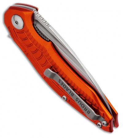 Brous Blades Bionic Flipper Knife Orange Aluminum (3" Stonewash)