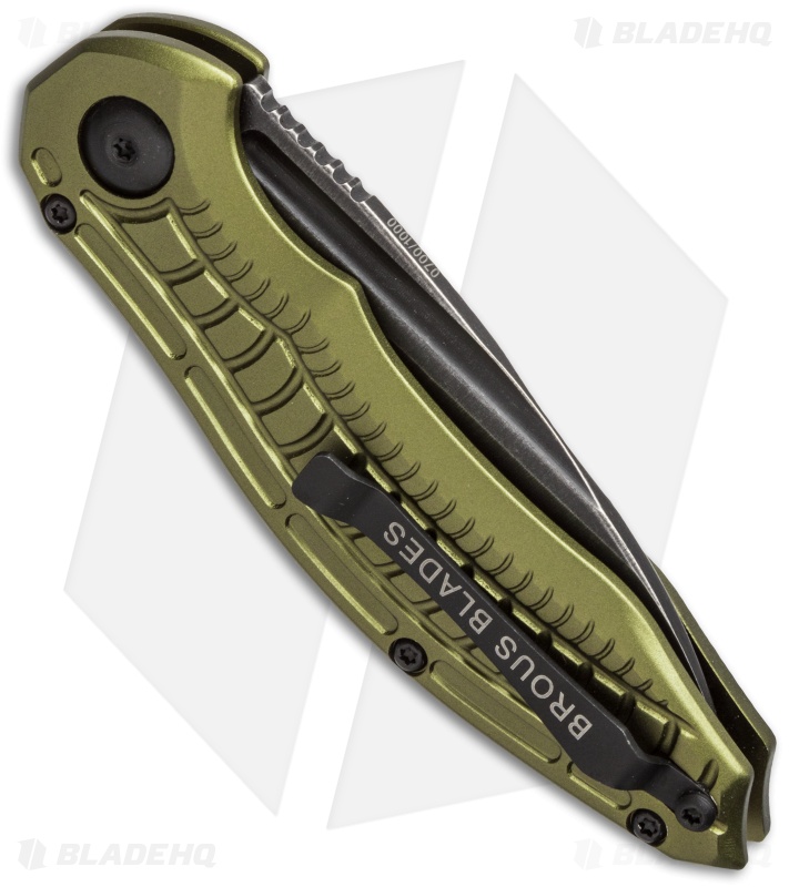 Brous Blades Bionic Automatic Knife OD Green (3" Acid Stonewash) Blade HQ