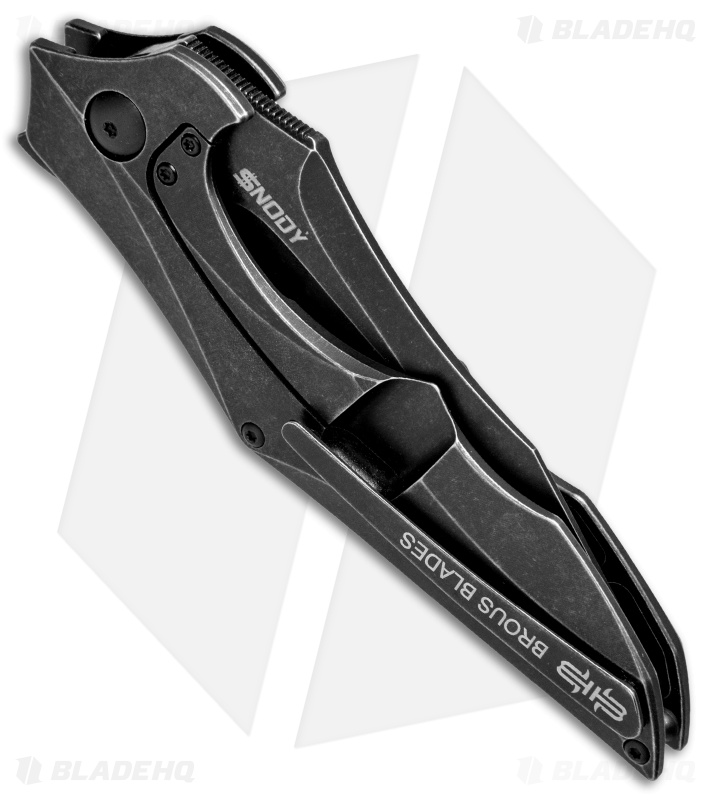 Brous Blades Snody Ante Up Frame Lock Flipper Knife Ti (3.5" Black Acid SW)