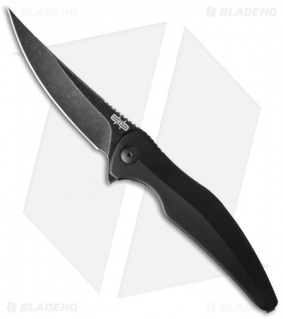 Brous Blades Sniper Flipper Liner Lock Knife Black Aluminum (3.75" Acid SW)