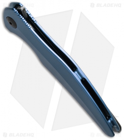 Brous Blades Sniper Flipper Liner Lock Knife Blue Aluminum (3.75" Acid SW)