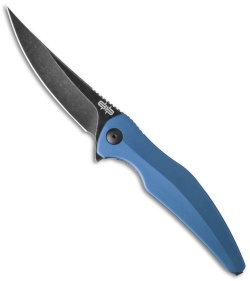 Brous Blades Sniper Flipper Liner Lock Knife Blue Aluminum (3.75" Acid SW)