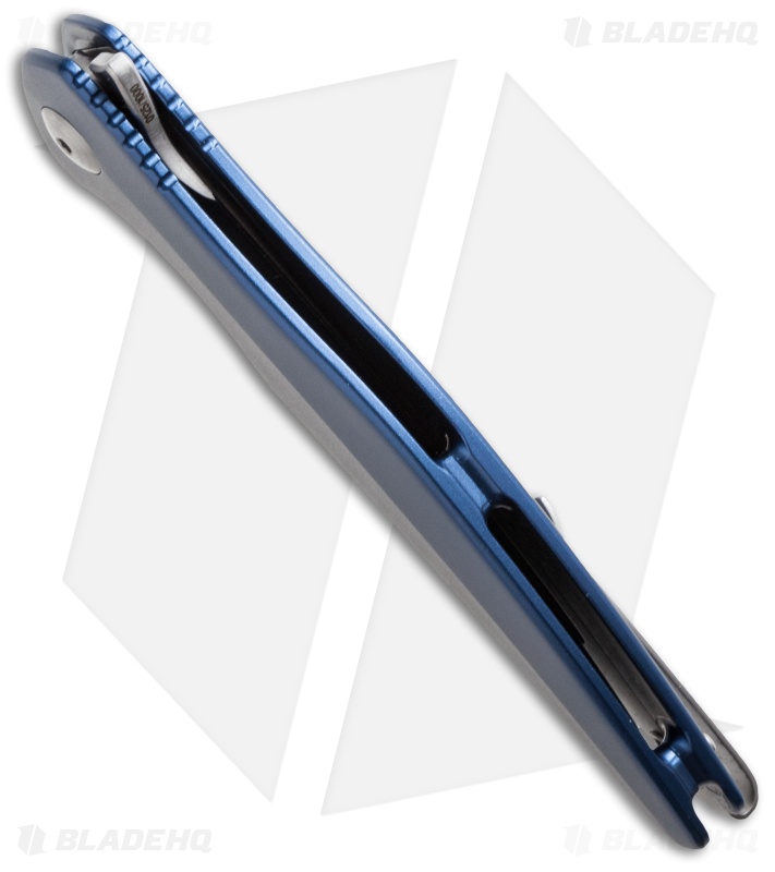 Brous Blades Sniper Flipper Liner Lock Knife Blue Aluminum (3.75" Satin)