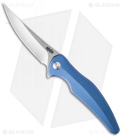 Brous Blades Sniper Flipper Liner Lock Knife Blue Aluminum (3.75" Satin)