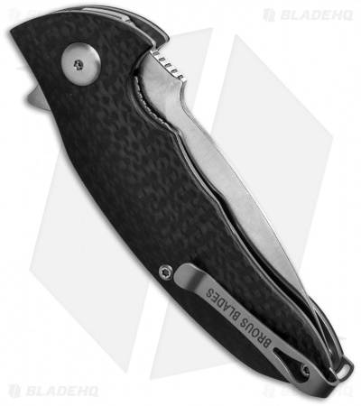 Brous Blades Caliber Flipper Liner Lock Knife Carbon Fiber (3" Satin)