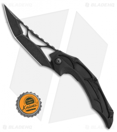 Brous Blades Isham Echelon Flipper Liner Lock Knife Black G-10 (4.1" Acid SW)