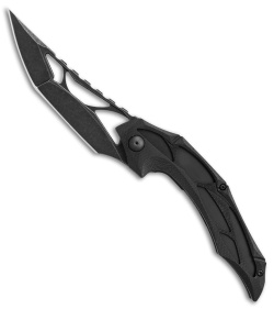 Brous Blades Isham Echelon Flipper Liner Lock Knife Black G-10 (4.1" Acid SW)