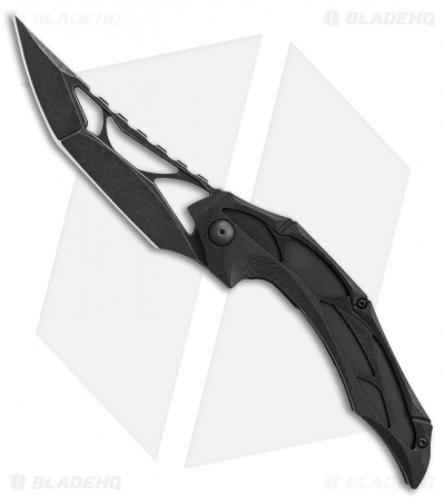 Brous Blades Isham Echelon Flipper Liner Lock Knife Black G-10 (4.1" Acid SW)