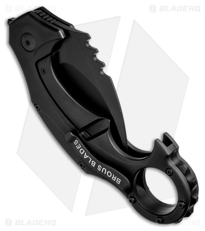 Brous Blades Elite Enforcer Folding Karambit Knife Blackout Ti (2.6" Black)
