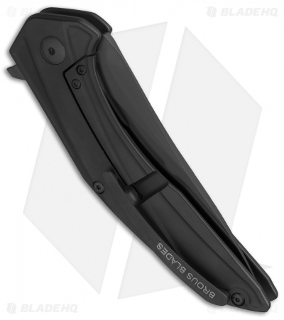Brous Blades Parallax Frame Lock Flipper Knife Blackout Titanium (3.75" Black)