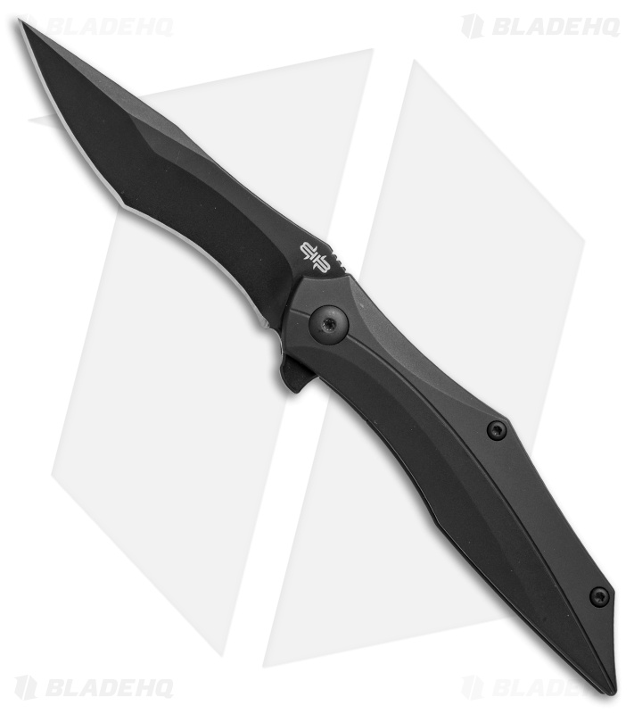 Brous Blades Razorback Frame Lock Flipper Knife Black Titanium (3" Blackout) 