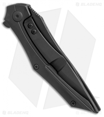 Brous Blades Razorback Frame Lock Flipper Knife Black Titanium (3" Blackout) 