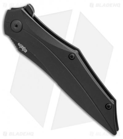 Brous Blades Razorback Frame Lock Flipper Knife Black Titanium (3" Blackout) 