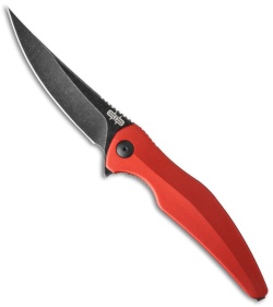 Brous Blades Sniper Flipper Liner Lock Knife Red Aluminum (3.75" Acid SW)