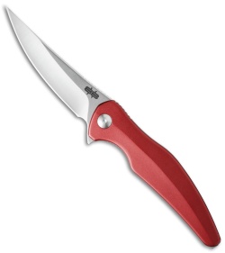 Brous Blades Sniper Flipper Liner Lock Knife Red Aluminum (3.75" Satin)