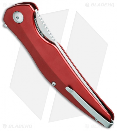 Brous Blades Sniper Flipper Liner Lock Knife Red Aluminum (3.75" Satin)