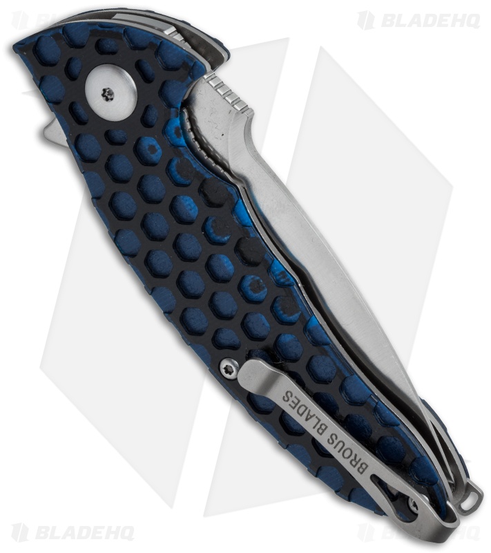 Brous Blades Custom Caliber Knife Black/Blue G10 (3" Satin) Exclusive