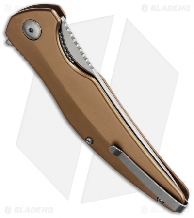 Brous Blades Sniper Flipper Liner Lock Knife Brown Aluminum (3.75" Satin)