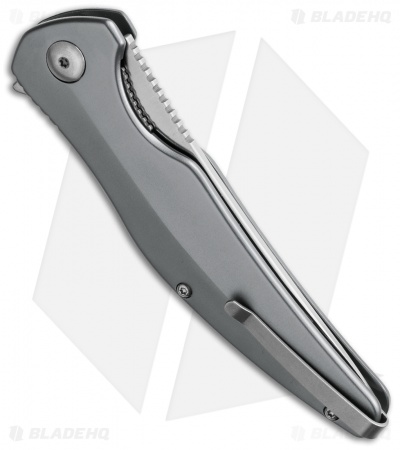 Brous Blades Sniper Flipper Liner Lock Knife Gray Aluminum (3.75" Satin)