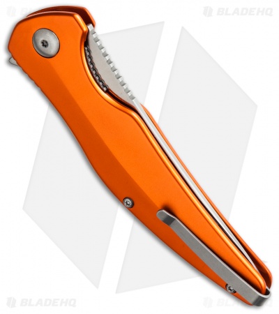 Brous Blades Sniper Flipper Liner Lock Knife Orange Aluminum (3.75" Satin)