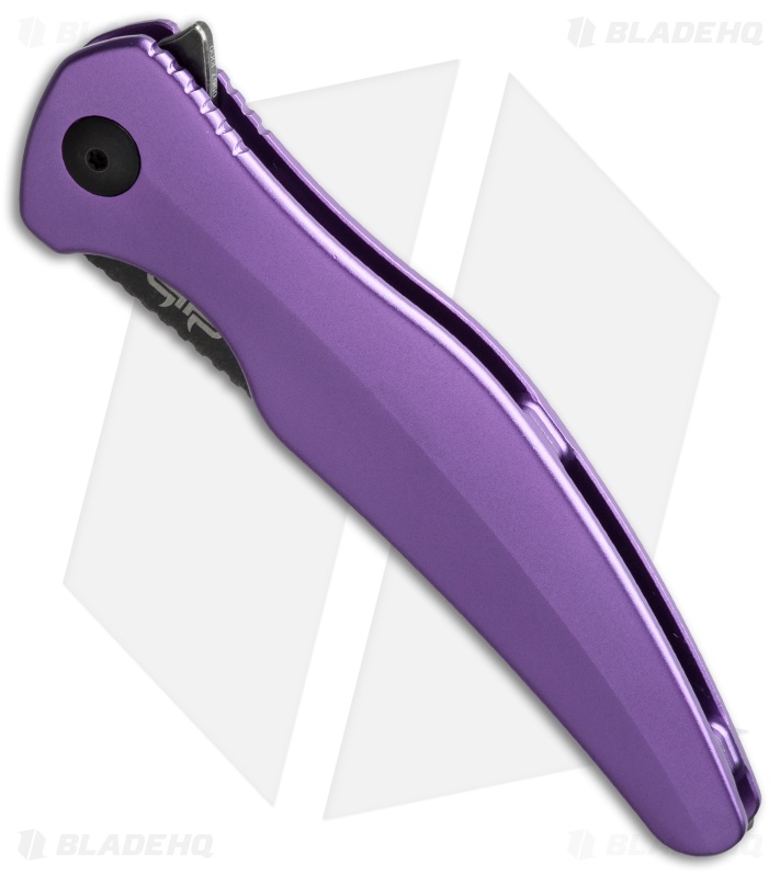 Brous Blades Sniper Flipper Liner Lock Knife Purple Aluminum (3.75" Acid SW)