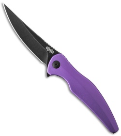 Brous Blades Sniper Flipper Liner Lock Knife Purple Aluminum (3.75" Acid SW)