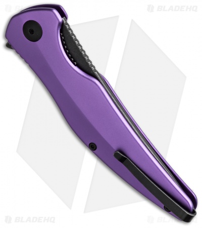 Brous Blades Sniper Flipper Liner Lock Knife Purple Aluminum (3.75" Acid SW)