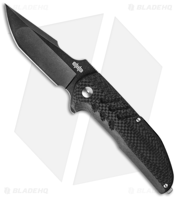 Brous Blades Turpin Strife Flipper Knife Carbon Fiber (3.75" Acid Stonewash)