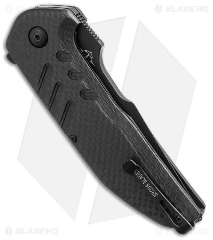 Brous Blades Turpin Strife Flipper Knife Carbon Fiber (3.75" Acid Stonewash)
