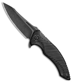 Brous Blades Tanium Design T4 Flipper Knife Black Aluminum (4" Acid SW)