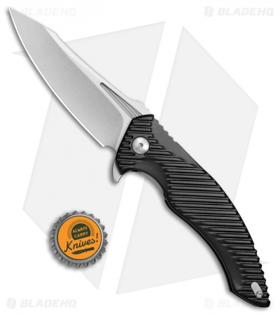 Brous Blades Tanium Design T4 Flipper Knife Black Aluminum (4" Stonewash)