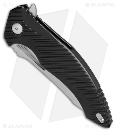 Brous Blades Tanium Design T4 Flipper Knife Black Aluminum (4" Stonewash)