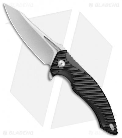 Brous Blades Tanium Design T4 Flipper Knife Black Aluminum (4" Stonewash)