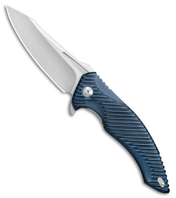 Brous Blades Tanium Design T4 Flipper Knife Blue Aluminum (4" Stonewash)