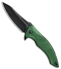 Brous Blades Tanium Design T4 Flipper Knife Green Aluminum (4" Black ASW)