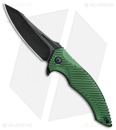 Brous Blades Tanium Design T4 Flipper Knife Green Aluminum (4" Black ASW)