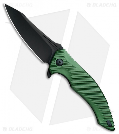 Brous Blades Tanium Design T4 Flipper Knife Green Aluminum (4" Blackout)