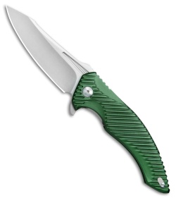 Brous Blades Tanium Design T4 Flipper Knife Green Aluminum (4" Stonewash)