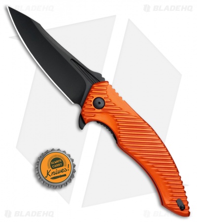 Brous Blades Tanium Design T4 Flipper Knife Orange Aluminum (4" Blackout)